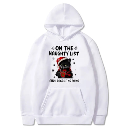 Creative Design for Christmas Women's Hoodie  Holy Cat Appears On The Nude List I Don't Regret Fashion Hooded Sweatshirt