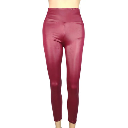 Autumn And Winter New Season Wearable Women's Tight Pants With High Waist And Sexy Faux Leather Texture Long Pants With Leggings