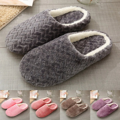 Women Men Home Slippers Plush Warmer Indoor Slipper Autumn Winter House Flat Floor Shoes Female Soft Slient Slides For Bedroom