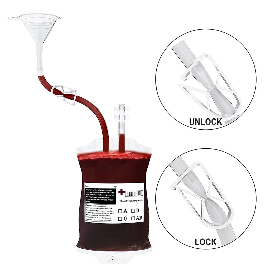 350ml Halloween Blood Bags for Drinks,Blood Bags of Vampire,Energy Drink Bags,Drinkable Blood Bags,Halloween Scary Props