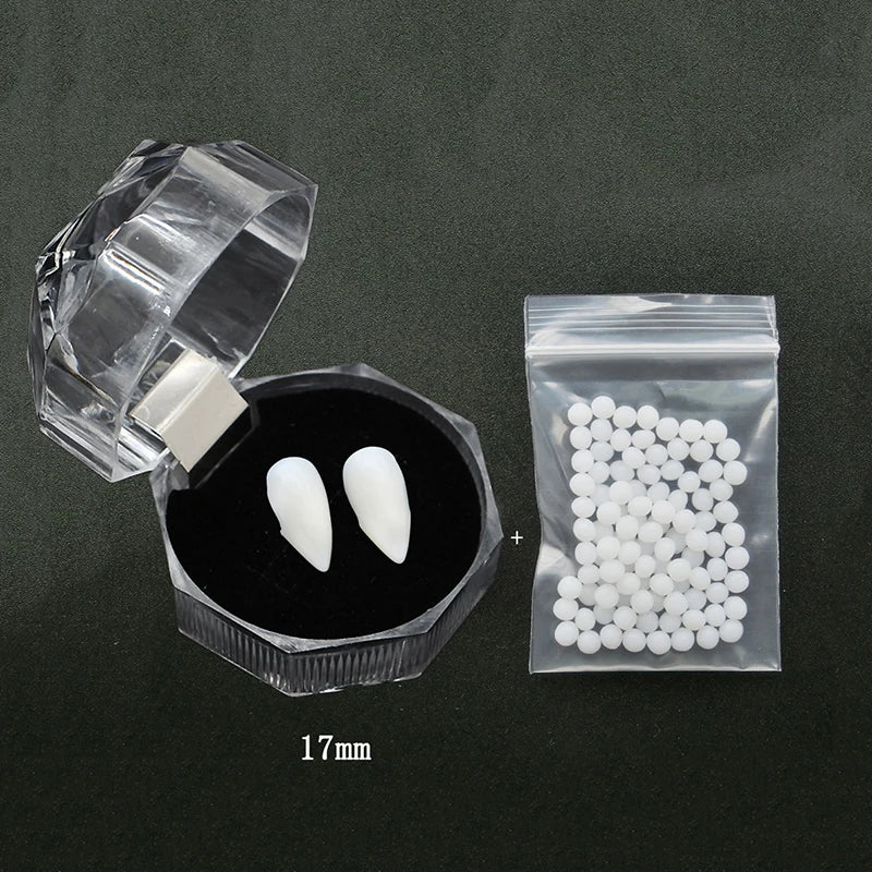 1 Pairs Halloween Vampire Teeth Fangs Dentures Props Party Costume DIY Cosplay Props False Teeth Resin Fangs with Solid Glue