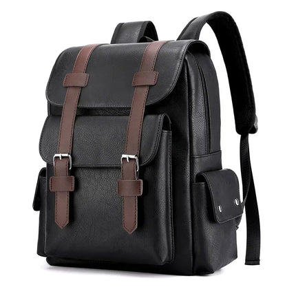 Korean Version Soft PU Leather Backpack For Men And Women Casual Trend High School Students Computer Travel Backpacks Wholesale