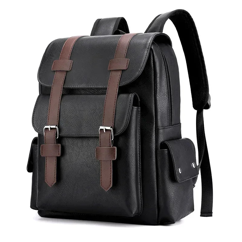 Korean Version Soft PU Leather Backpack For Men And Women Casual Trend High School Students Computer Travel Backpacks Wholesale