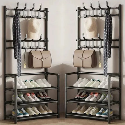 Clothes Hanger Multi-Layer Shoe Rack Doorway DIY Hat and Shoes Shelf Simple Floor-Standing Living Room Organizer Storage Racks