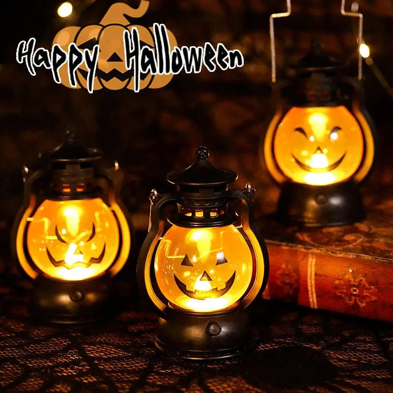 Halloween Pumpkin Ghost Face Lamp Portable Skull Decoration Light for Bar Party Table Atmosphere Prop Halloween Decor Use