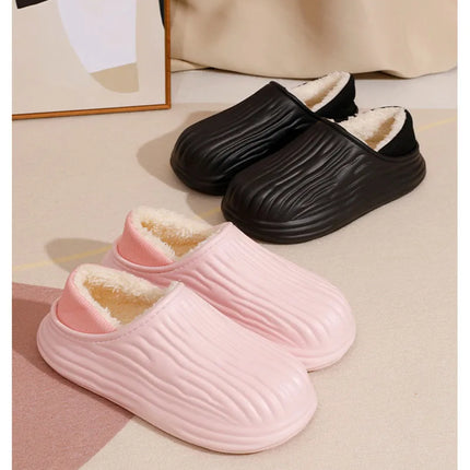 Winter Warm Women Slippers Casual Non-slip Plush Flats Home Waterproof Non-Slip Shoes Indoor Outdoor Thick Platform House Slides
