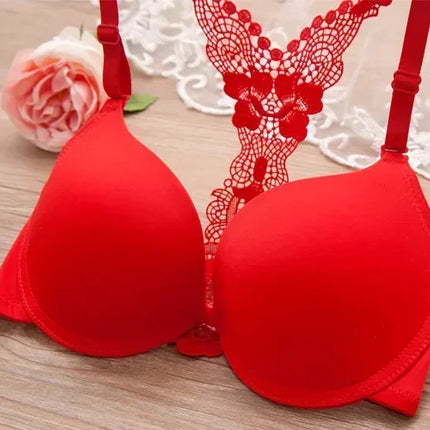 Sexy lace Women's underwear The anterior Y type beauty bra smooth thin girl underwear
