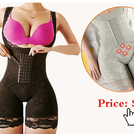 GUUDIA Ribbed Tummy Jumpsuit Daily Shaper Bodysuits Light Control Compress Tummy Control Open Crotch Shapewear Suits Open Crotch