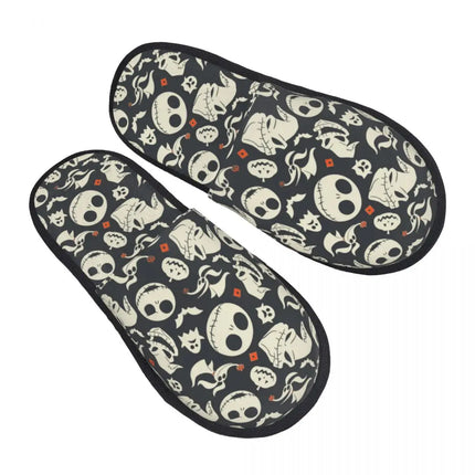 Custom Halloween Nightmare Before Christmas House Slippers Warm Jack Skellington Memory Foam Fluffy Slipper Indoor Outdoor Shoes
