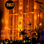 Halloween Spider Web Light w/ Giant Spider - 8 Modes, Remote Control, USB Powered for Spooky Indoor Outdoor Decor