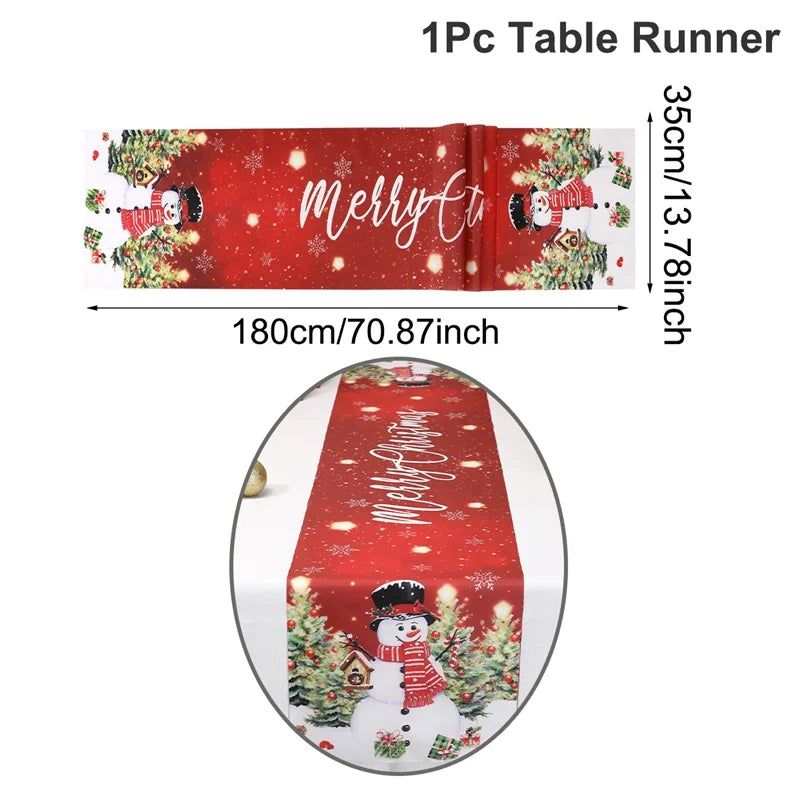 Santa Claus Christmas Table Runner Christmas Decorations For Home 2024 Xmas Table Flag Navidad Noel Gifts New Year Tablecloth