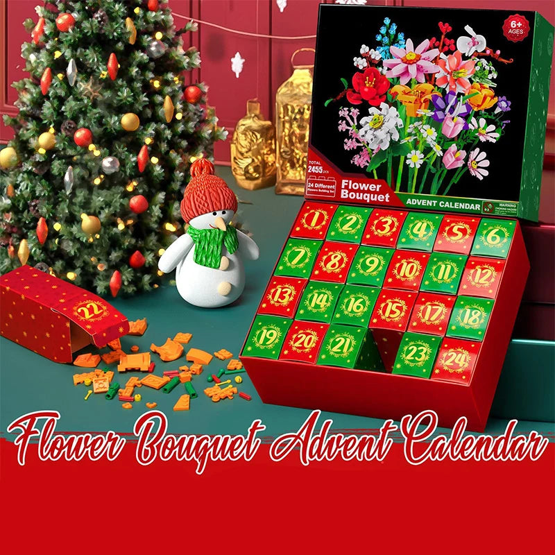 24 Days Flower Bouquet Building Blocks Christmas Advent Calendar Sunflower Countdown Advent Calendars Christmas Decoration 2025