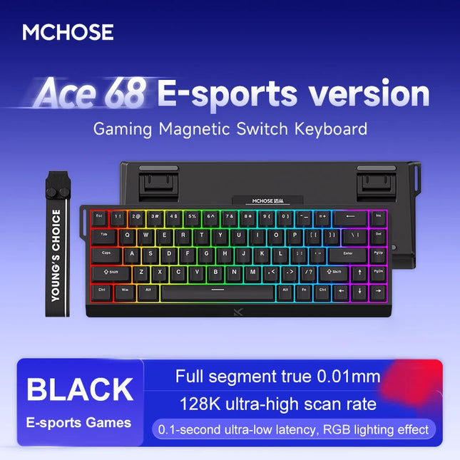 MCHOSE ACE68 ACE60 Pro Magnetic Keyboard Wired Mechanical for Gaming 0.01mm RapidTrigg 8000Hz SOCD/Rs 0.125ms 128K Sampling Rate