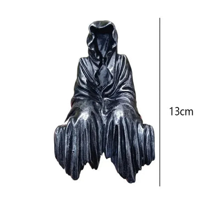 Black Clothes Mysterious Master Ornament Horror Black Robed Night Walker Gothic Sitting Resin Craft Ornament Desktop Decoration