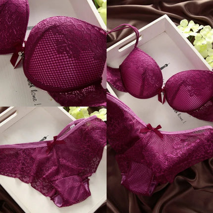 Women Sexy Lingerie Set Fashion Lace Lingerie Sets For Ladies Soild Color Bra Comfortable Intimates Underwear Suit Female