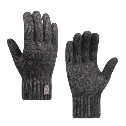 new men's warm gloves winter touch screen plus fleece gloves cold warm wool knitted gloves