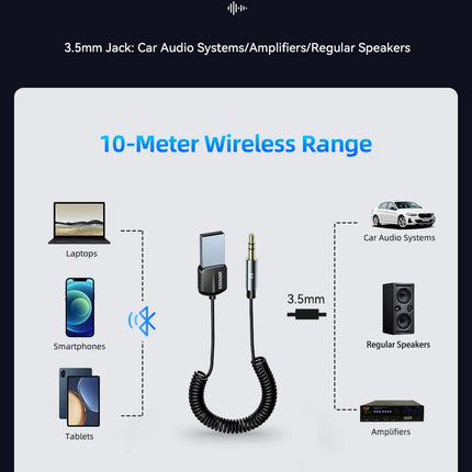 Essager USB Bluetooth 5.0 Receiver Aux Bluetooth Adapter For Car 3.5mm Jack Speaker Auto Handfree Car Audio Music Transmitter