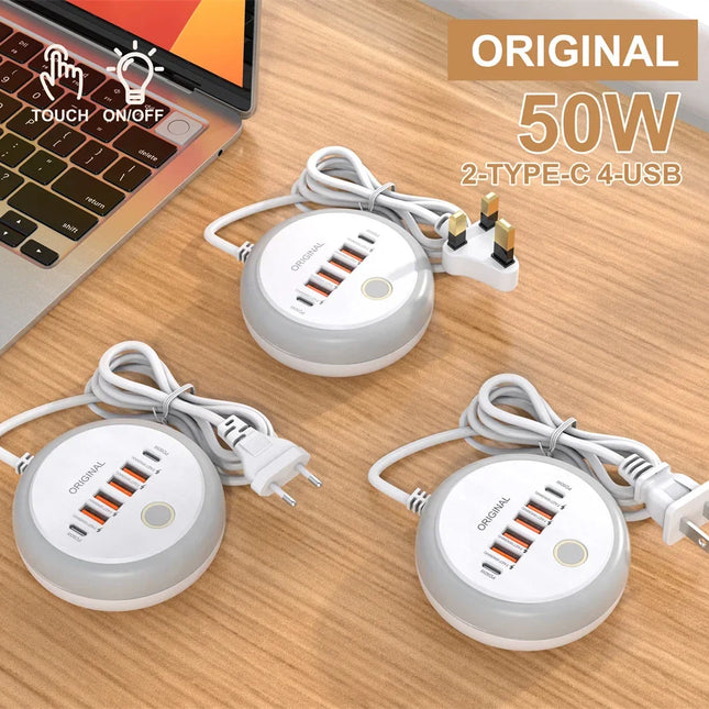 50W Power Strip Multi Port USB C Socket Type C Fast Charging Wall Charger USB Adapter For iPhone12 13 Quick Mobile Phone Charger