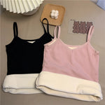 Women Winter Warm Top Thin Velvet Corset Top Solid Y2k Sleeveless Tank Tops Sleeveless Sexy Slim Fleece Corset Top Female