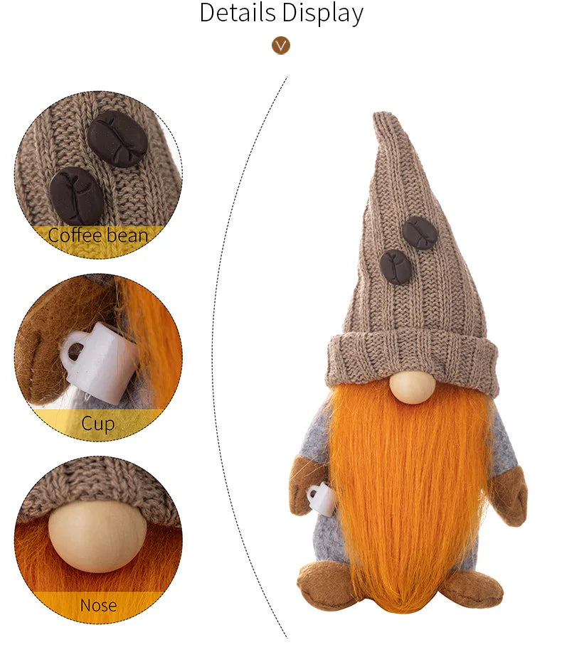 4 Styles Coffee Gnome Dolls Coffee Gnomes Plush Nordic Doll Bar Home Decoration Knitted Faceless Doll Elf Dwarf Plush Figurine