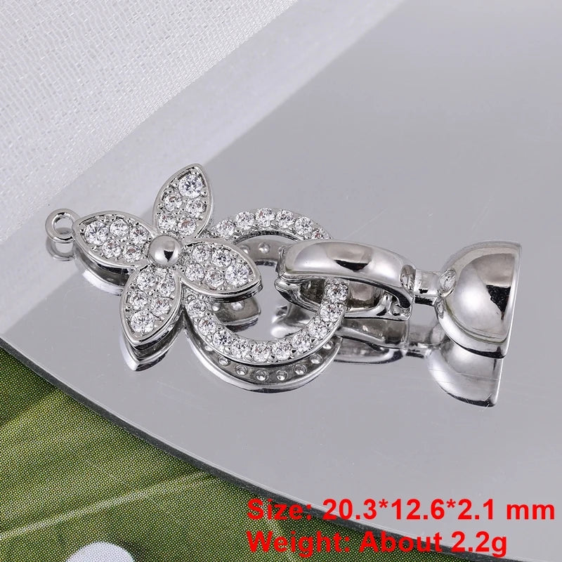 Juya Handmade 18K Gold Silver Plated Fastener Bail Connector Clasps Accessories For Needlework Pearls Beads Jewelry Making