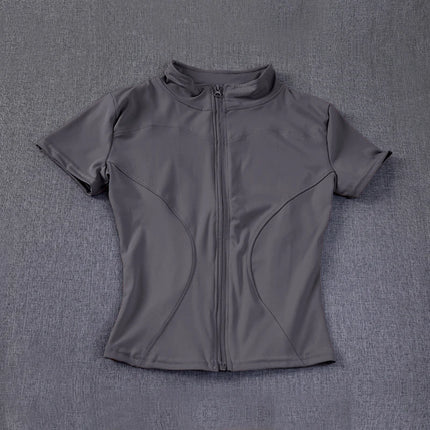 Women sport wear Slim Fit Polyester Quick-drying Full Zip Outdoor Fitness Running Tights Short Sleeves Women's Yoga Wear