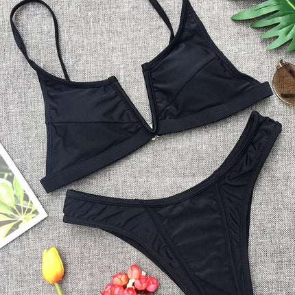 Splicing Denim V Shaped Thong Bikini Women Swimsuit Female Swimwear Two Pieces Bikini Set Bather Push Up Bathing Suit Swim Lady