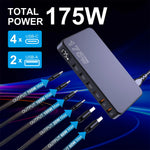 175W GaN USB C Charger LED Display 6-Port Desktop Charger
