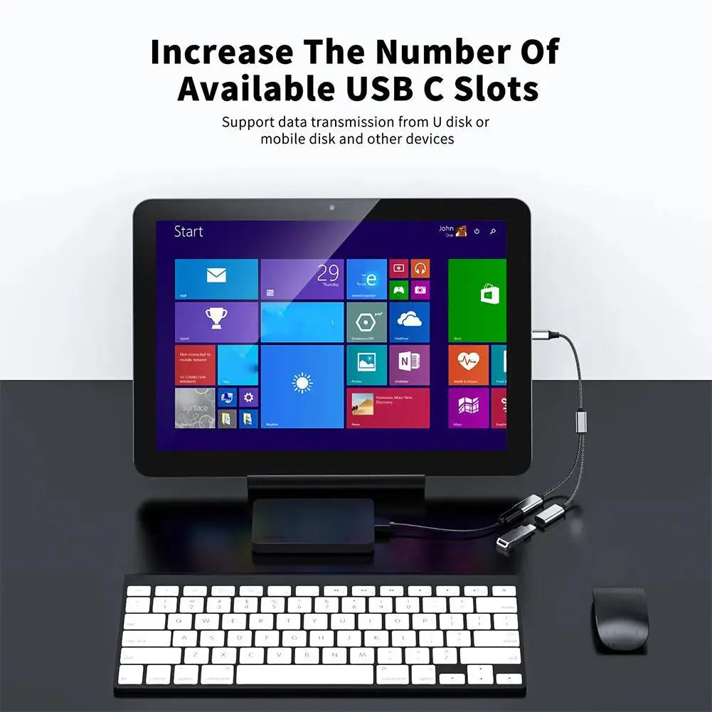 USB C Male To Double USB C Female Splitter Type C Hub For Type C Gaming Handle Charger Powerbanks Adapter