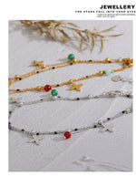 Yhpup Colorful Natural Stone Bead Flower Chain Stainless Steel Beach Anklet for Women Exquisite Summer Jewelry Bijoux Femme