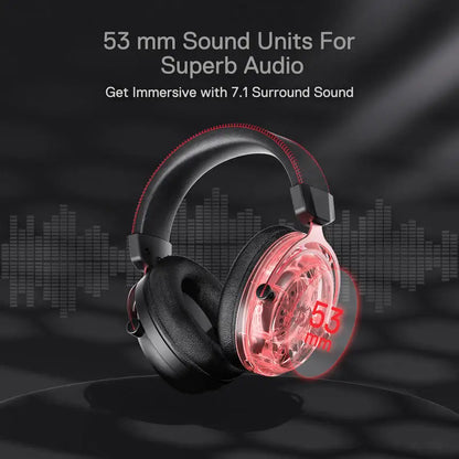 Redragon H386 USB Diomedes Wired Gaming Headset 7.1 Surround Sound  53MM Drivers Detachable Microphone Headphone