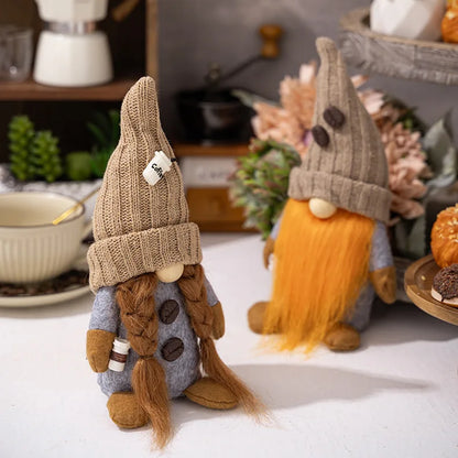 4 Styles Coffee Gnome Dolls Coffee Gnomes Plush Nordic Doll Bar Home Decoration Knitted Faceless Doll Elf Dwarf Plush Figurine