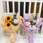 Finished Knitted Roses Flowers Crochet Bouquet Creative Handmade Bouquet Valentine Mothers' Day Birthday Graduation Gifts