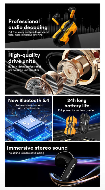 Genuine TRANSFORMERS TF-T51 Bluetooth Wireless Earphones Low Latency Gaming Earbuds Long Endurance High Music Headphones Choice
