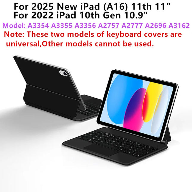 Magic Keyboard for iPad 11th 10th Generation Case 2025 iPad A16 11th 11" A3354 A3355 A3356 A2696 Smart Magnetic Book Cover Folio