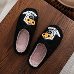 A Pair of Black Halloween Horror Atlantis Clown Pattern Embroidered Plush Home Thick-Soled Comfortable Autumn and Winter Fur Slippers, Dark Punk Stylish Warm Non-Slip Indoor Slippers for Men and Women, a Great Choice for Gift