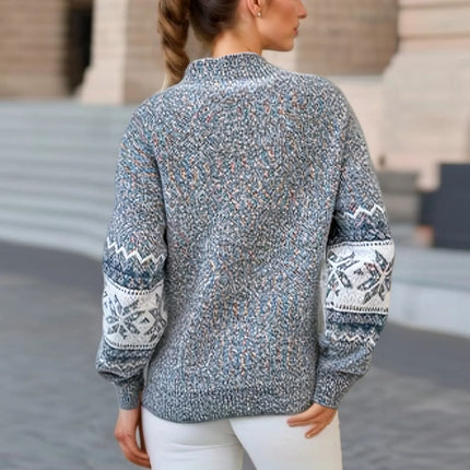 Winter Clothes Women 2023 New Year Sweater Snowflake Vintage Loose Jumper Red Long Sleeve Knitted Pullover Holiday Tops