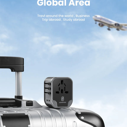 ASOMETECH International Travel Adapter USB Charger 2 USB and 2 Type C Port All-in-one Wall Charger for US EU UK AUS Travel