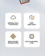 Toocki USB Type C Cable 100W Fast Charging 6A Type C Cable for Xiaomi Huawei P30 P40 Samsung POCO Realme Oneplus Data Wire