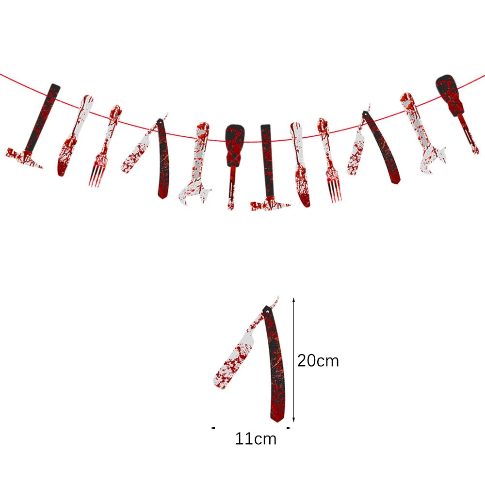 Halloween Hanging Banner Garland Bunting Pumkin Ghost Bat Paper Banner Door Hanging Ornaments Halloween Xmas Party Decoration