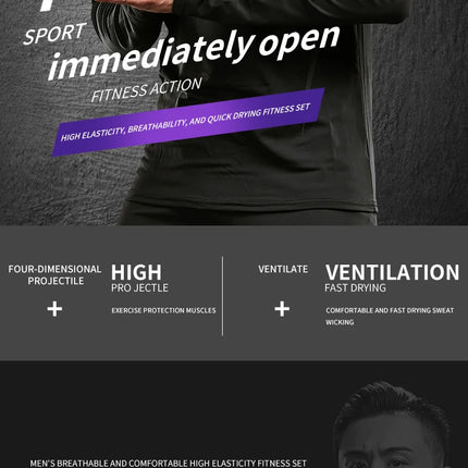 Quick Drying Tight Fitting Suit For Men'S Long Sleeved Sports Cycling Top, Running, Fitness, Football Training, Basketball Shirt