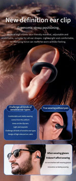 T75 Sport Bone-Conduction Bluetooth 5.3 Earphones HiFi Sound Wireless Headphones Earclip Waterproof Open Ear Headset Earring