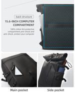 HK Expandable Travel Backpack Men Large Capacity Waterproof 15.6” Laptop Bag Hiking Rucksack Cycling Daypack Bag with USB Port