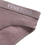 FINETOO 4Pcs Cotton Striped Underwear Women's Panties Letter Belt Briefs Ladies Low Waist Lingerie Solid Breathable Underpants