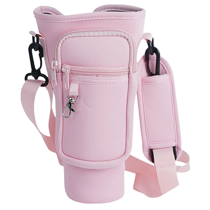 40oz Neoprene Water Bottle Carrier Bag For Stanley Quencher Cup Sleeve with Adjustable Shoulder Strap Water Bottle Holder Pouch