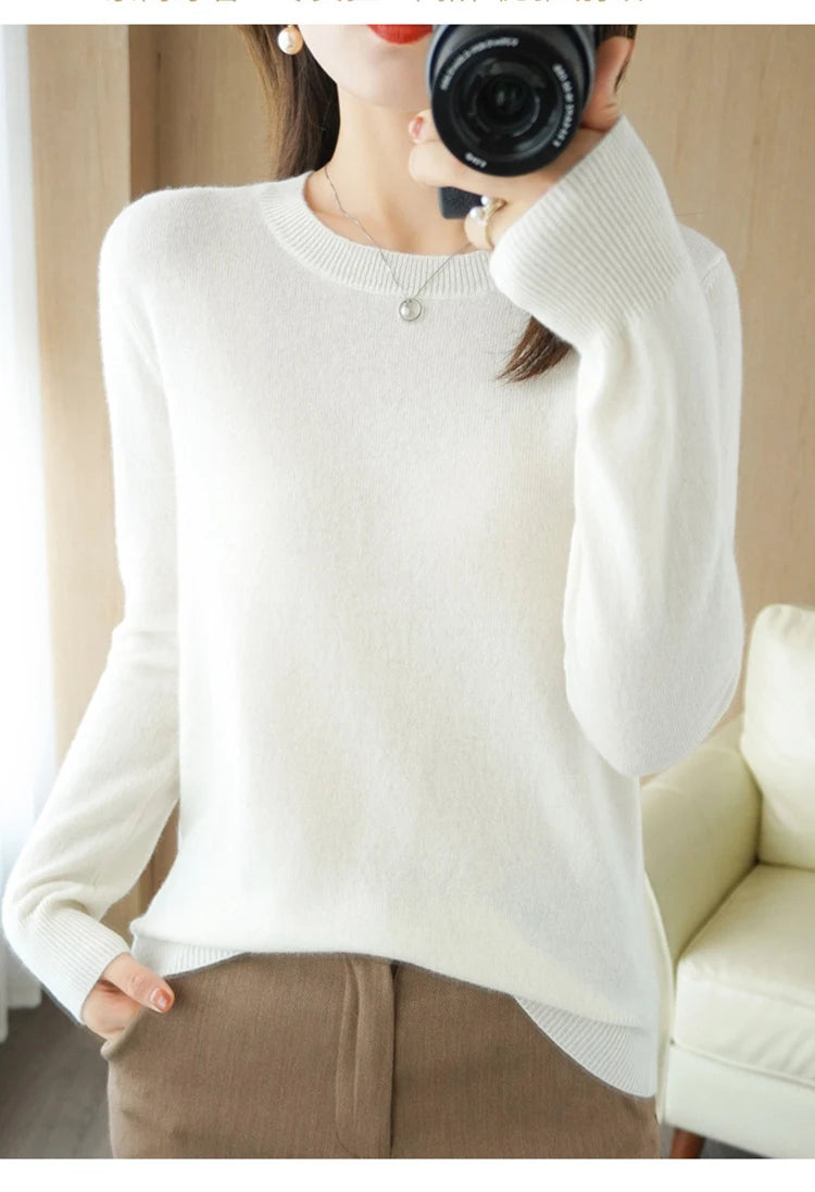 Women Sweater O-neck Autumn Winter BasicPullover Warm Casual Pulls Jumpers Korean FashionSpring Knitwear Bottoming Shirt 2023