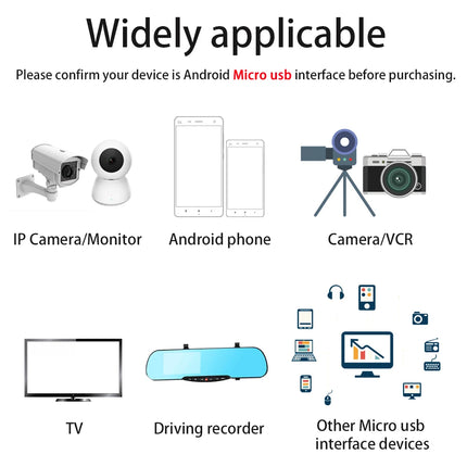 Long Micro USB Charger Cord 1M 2M 3M 5M 6M 7M 8M 10M Date Charging Cable For Phones/Cctv/Ip Camera/Monitor