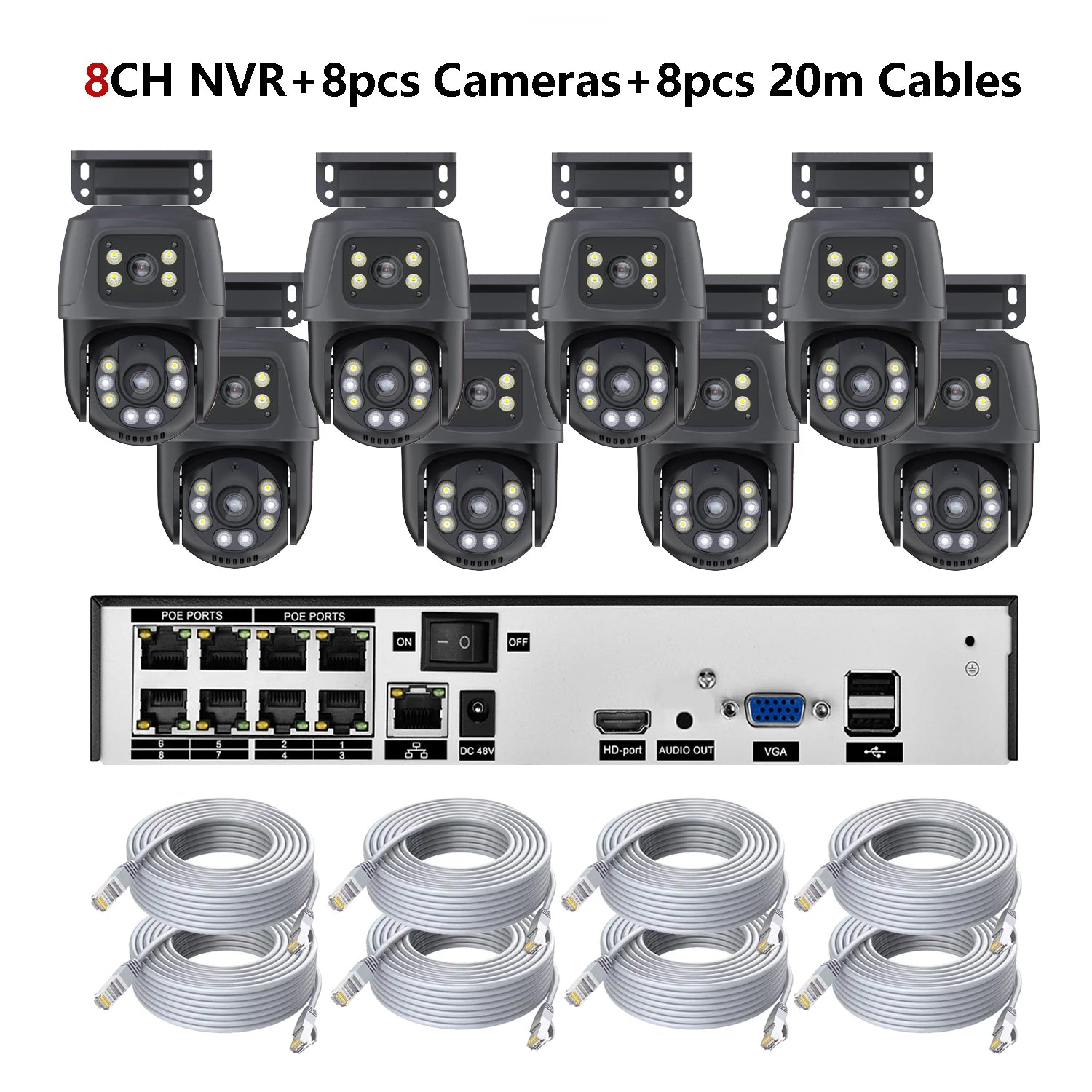 XMEYE Waterproof 6MP HD POE Surveillance Camera System Dual Lens PTZ WIFI IP Home Security 4CH 8CH POE NVR Video H.265 CCTV Kit