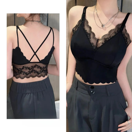 French Lace Beautiful Back Bra Fixed All-in-one Cup Comfortable and Push-up Traceless Wire-free Breast-retracting Sexy Sling