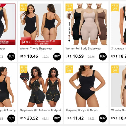 Shapewear Stree jumpsuit Women Tummy  Control full  Body Shaper Bodysuit Reducing and Shaping Girdles